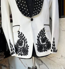 Threebooy Elegant Men Suits Beaded Diamond Appliques Shawl Lapel Wedding Groom Tuxedo Male Prom