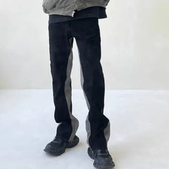 Threebooy Y2K Fashion Patchwork Black Baggy Flare Jeans Pants For Men Clothing Straight Women Casual Long Trousers Ropa Hombre
