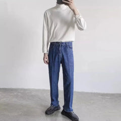 Threebooy Y2k Mens T-Shirt Casual Versatile Long Sleeved Base Shirt Autumn British Breathable Solid Color Top Men's Clothing Unisex