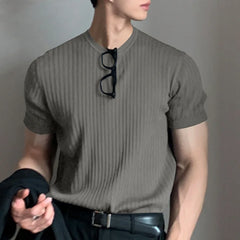 Threebooy Summer Men's Clothing Light Luxury T Shirt Leisure Long Sleeve O Neck Drapped Solid Color Loose Basic Shirt Popular Knitwear