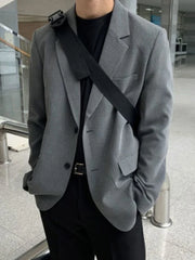 Threebooy Plus Big Size Coat Long Men's Suit Jackets Oversize Male Blazer Black Clothing Menswear Premium Korean Style Clothes