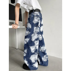 Threebooy Straight Loose Fit Printed Streetwear Jeans Unisex Urban Fashion Trendy Casual Denim Pants mens Hip Hop Oversized Comfort