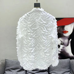 Threebooy Mens Shirt Y2k Hollow Feather Tassel Shirt Streetwear Niche Personality Breathable Nightclub Trend Tops Men'S Clothing