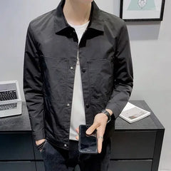Threebooy Trendy Slim Fit Men's Jackets Solid Color Harajuku Casual Male Coats Y2k High Quality