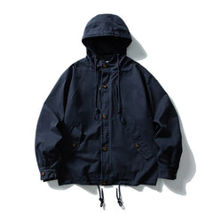 Threebooy Vintage Hooded Cargo Jacket Mens Streetwear Punk Y2k Casual Coats Oversized Harajuku Loose Pockets Japan Style Jackets Male