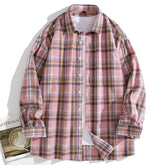 Threebooy Spring Men's Shirts Single Breaste Classic Plaid Lapel Shirts Smart Casual Flannel Shirt Long Sleeved Autumn Men Stripe Top