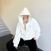 Threebooy Korean Spring Streetwear Collar black white Sweatshirt Men Spring Korean Loose Trendy Casual Coat Male Hoodies Sweatshirts