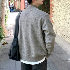 Threebooy Japanese Vintage Cardigan Coats Light Luxury Knitted Lapel Long Sleeve Men Sweater Jacket Leisure Premium Quality Knitwear M-3XL