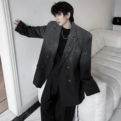 Threebooy Men's Harajuku Oversized Gradient Blazer