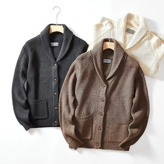 Threebooy American Casual Sweater Cardigan High-end Autumn Winter Green Fruit Collar Cardigan Elegant Comfortable Knitted Sweater Jacket