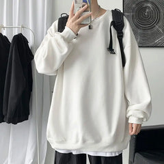 Threebooy Spring Autumn Heavyweight Trendy Brand Long-sleeved T-shirt Men's Velvet Thickened Top Loose Sports Bottoming Youth Sweatshirt