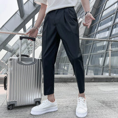 Threebooy Striped Pants Men Elegant Slim Fit Tight-ankle Suit Trousers Pants For Men Office Party Trousers Mens Dress Pants 29-36