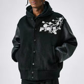 Threebooy Autumn And Winter Fashion Trend Jacket Couple Coat American High Street Daisy Embroidered Baseball Jacket Coat Mens Clothing