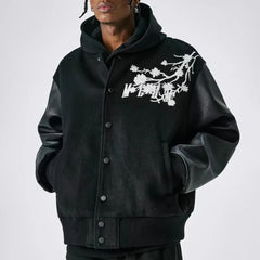 Threebooy Autumn And Winter Fashion Trend Jacket Couple Coat American High Street Daisy Embroidered Baseball Jacket Coat Mens Clothing