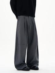 Threebooy Autumn Men's Loose Suit Pants Commuting Business Casual Classic Gray Black Wide Legs Trousers Oversized Simple Style Clothes