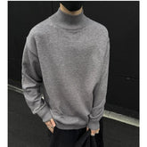 Threebooy Men's Light Luxury Knit Mock Neck Sweater Autumn Winter Fashion Korean Long Sleeve Streetwear Leisure All-match Knitwear