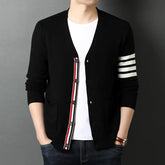 Threebooy Top Grade New Autum Winter Brand Fashion Knitted Men Cardigan Sweater Black Korean Casual Coats Jacket Mens Clothing M-3XL