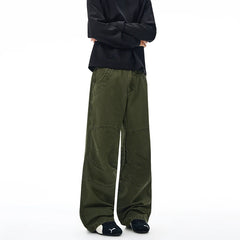 Threebooy 100% Cotton Autumn Men's Loose Trousers Oversized Fashion Spliced Hip Hop Streetwear Wide Legs Baggy Cargo Trousers