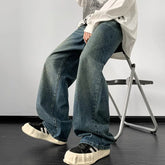Threebooy Jeans men Autumn Loose Denim pants Wide Leg Jean Male Straight Denim Pants Harajuku Vintage Jean Trouser Streetwear Clothes