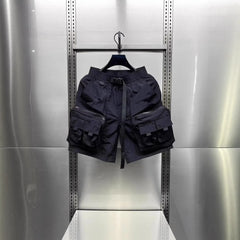 Threebooy Summer Trendy Workwear Shorts Men's Five-Pocket Quick-Dry Versatile Straight-Cut Low-Waist Belted Casual Polyester Fiber