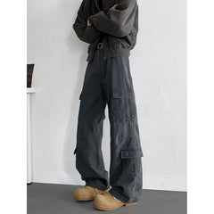 Threebooy Cargo jeans mens Spring Men Baggy Jeans Men Wide Leg Pants Big Pockets Streetwear Trousers Male Loose Denim Pants