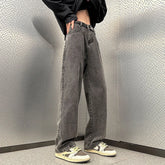 Threebooy 5 Colors Fashion Korean Baggy Pants Men Spring Autumn New Loose Straight Jeans Elastic Waist Wide Leg Casual Pants Men's Clothes