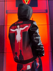 Threebooy New Jackets for Men Y2k Hip Hop Gothic Retro Zipper Hoodie PU Leather Jacket Harajuku Men Clothing Stitching Jackets Streetwear