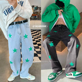 Threebooy Men's Fashion Printing Loose Casual Pants Baggy Homme Cargo Streetwear Jeans Biker Denim Black/blue Trousers Size M-2XL