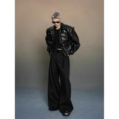 Threebooy Korean version leather jacket men's spring autumn new loose casual versatile jacket top