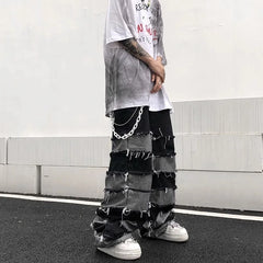 Threebooy Y2K Baggy Stacked Jeans Pants For Men Clothing Straight Vintage Grey Grunge Long Trousers Ropa Hombre