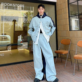 Threebooy Men's Denim Hoodie Combo 2-Piece Set