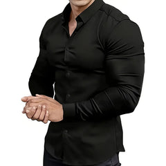 Threebooy Men Solid Color Long Sleeve Casual Business Shirt For Spring And Autumn