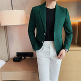 Threebooy New Arrival Men's Suit Waffle Jacket Blazers Woolen Overcoat in Houndstooth Pattern for Autumn and Winter,Waffle Plaid Suit