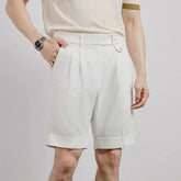 Threebooy New Men Summer Slim-fit British Style Suit Shorts Light Luxury Business Straight-leg Shorts Leisure Button-down Half-pants M-3XL