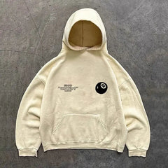 Threebooy American Black Billiards Print Hoodie High Street Men and Women Vintage New Couple Hooded Sweatshirt K Pop Clothes Y2k Tops