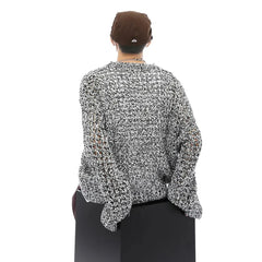 Threebooy American Street Unique Design Hollow Sweater Men Spring And Autumn New Loose Handsome Chic Niche Long-Sleeved Sweater