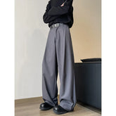 Threebooy Men Wide Leg Pants Solid Color Mopping pants Joggers Loose Pleated Casual Trousers Men Streetwear 2025 NEW Fashion Long Pants