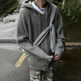 Threebooy Mens Sweater Casual Campus Hooded Sweater Autumn Street Wear Youth Solid Color Versatile Long-Sleeve Tops Men'S Clothing
