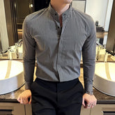 Threebooy Stand Collar Luxury Shirts For Men Clothing High Quality Camisa Masculina Slim Fit Mens Dress Shirts Formal