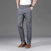 Threebooy Trendy Casual Men's Pants Four Seasons Straight Leg Plaid Korean Style Slim Fit Smooths Your Silhouette Japanese Spring Autumn