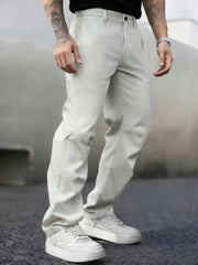 Threebooy plus Size Men's Casual Pants Suitable for Daily Outings And Business Activities 100% Polyester Fiber Slim Fit Trousers
