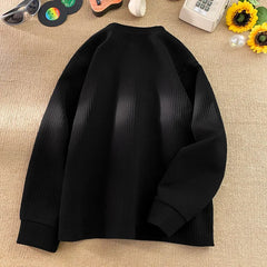 Threebooy Spring NEW Mens Long Sleeve T Shirts Casual Round Neck Tees Button design White Black Undershirts Loose Fit Tshirts
