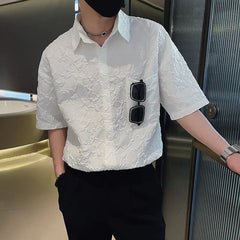 Threebooy Summer Five-point Sleeve Shirt Men's New Casual Handsome Half-sleeved Inch Shirt Thin Men's Top Mid-sleeved Shirt