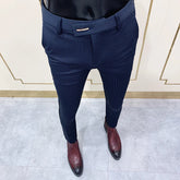 Threebooy Men Gray Business Suit Pant Casual Formal Mens Dress Pants Spring Spring Pantalon Costume Slim Fit Suit Trousers 36