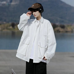 Threebooy Mens Lightweight Jacket Spring Summer Two Large Pockets Loose Fit Plus Size Casual Comfort Breathable Fabric Sun protection Coat