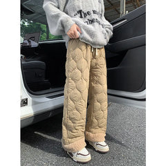 Threebooy Winter Thick Pants Men Warm Casual Thick Straight Pants Men Streetwear Korean Loose Wide Leg Pants Mens Lamb Wool Trousers M-2XL