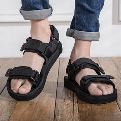 Threebooy Plus Big Size 48 49 50 Pure Black Men Casual Sandals For Wide Foot Diabetic Shoes Thumb Eversion Soft Comfortable Breathable