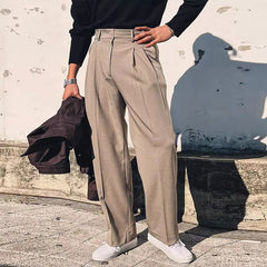 Threebooy New British Retro Male Suit Pants Light Luxury Naples Slim-fit Dress Pants Casual Premium Popular Elegant FashionTrousers M-3XL