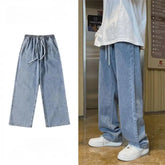 Threebooy Men's Jeans Straight Wide Leg Loose Pants Spring and Autumn Elasticated Waist Vintage Casual Trousers Bottoms Plus Size S-3XL