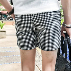 Threebooy Summer Casual Plaid Men's Shorts Mens Beach Shorts Cotton Slim Fit Male Shorts Homm Brand Clothing Short Masculino S-3XL